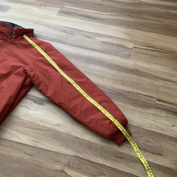 L.L Bean Coat Mens Medium Red Orange Thinsulate Bomber Jacket Fleece Lined Zip - Picture 6 of 13